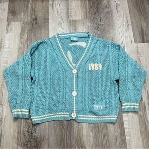 Taylor Swift 1989 Cardigan Cable Knit Blue Womens XS